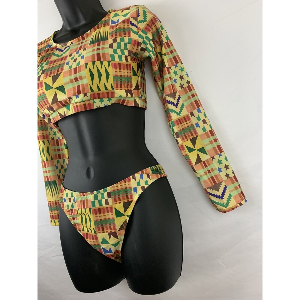 Tia Ankara Women Long Sleeve Bikini Set Two Piece Swimsuit Swimwear Sz M - Picture 3 of 12